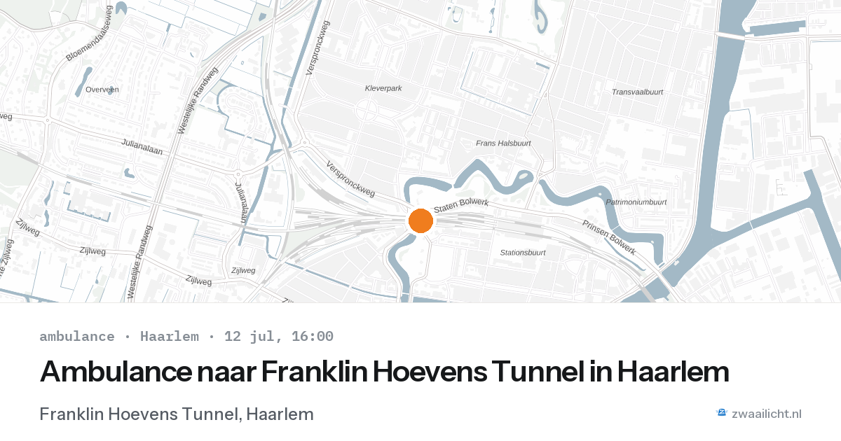 Ambulance naar Franklin Hoevens Tunnel in Haarlem — 12 jul 2026