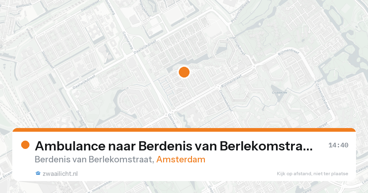 Ambulance naar Berdenis van Berlekomstraat in Amsterdam — 15 aug 2026