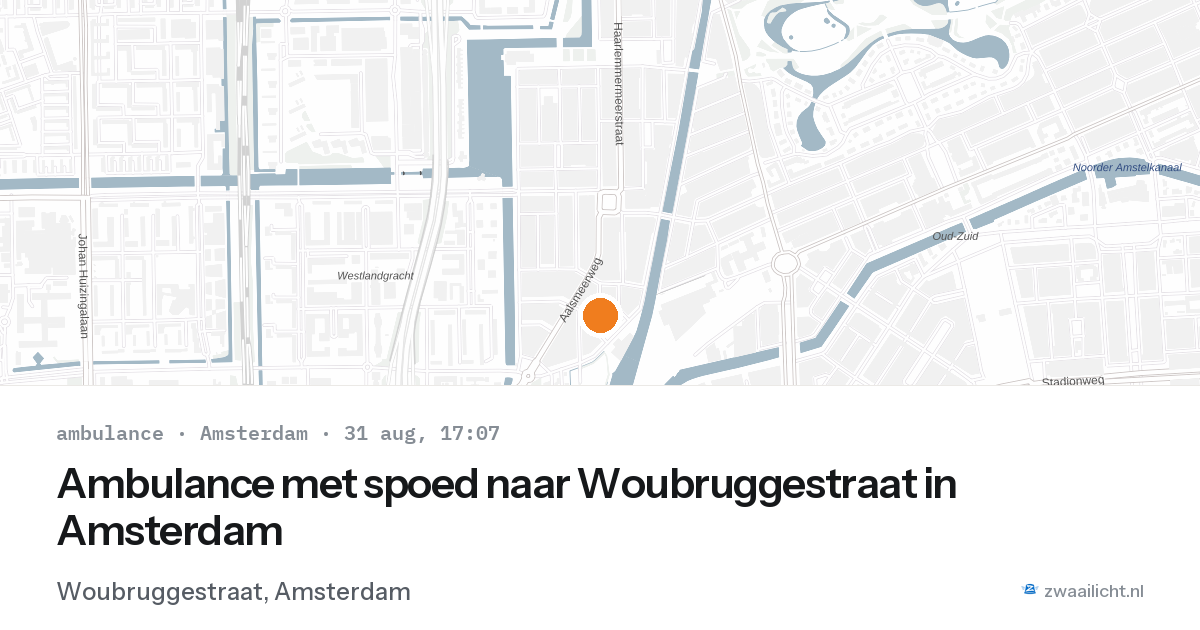 Ambulance met spoed naar Woubruggestraat in Amsterdam — 31 aug 2026