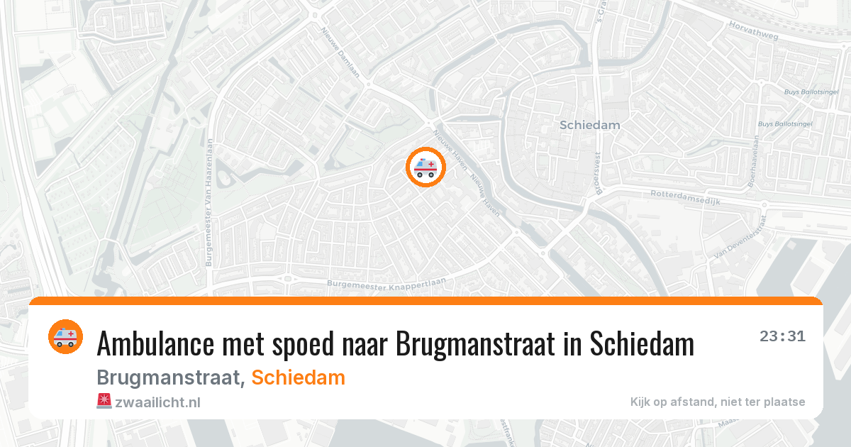 Ambulance met spoed naar Brugmanstraat in Schiedam — 26 jun 2026