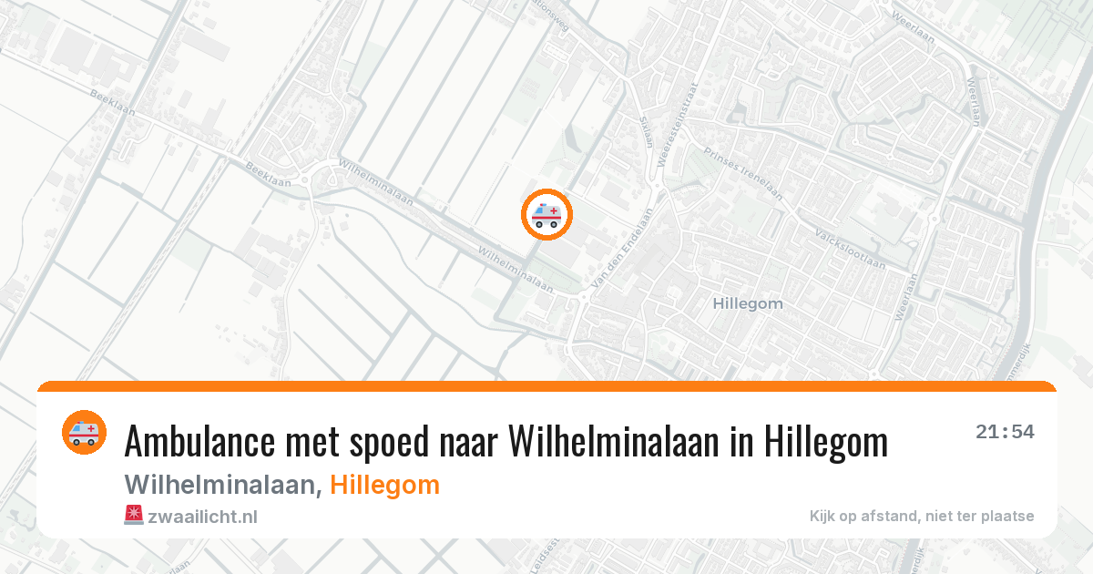 Ambulance met spoed naar Wilhelminalaan in Hillegom — 21 jun 2026