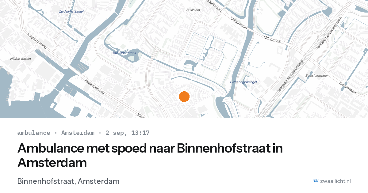Ambulance met spoed naar Binnenhofstraat in Amsterdam — 2 sep 2026