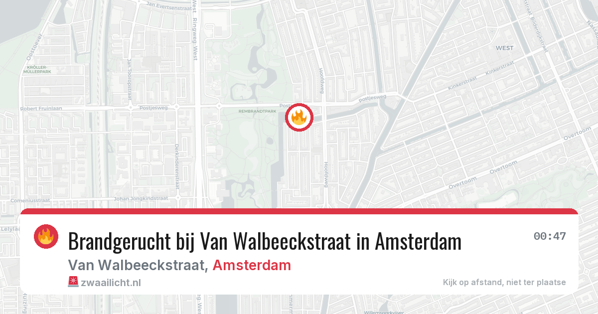 Brandgerucht bij Van Walbeeckstraat in Amsterdam — 31 jul 2026