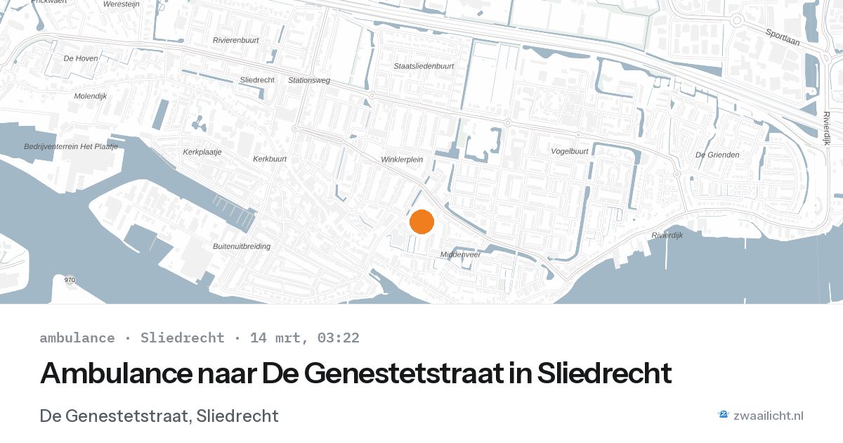Ambulance naar De Genestetstraat in Sliedrecht — 14 mrt 2026