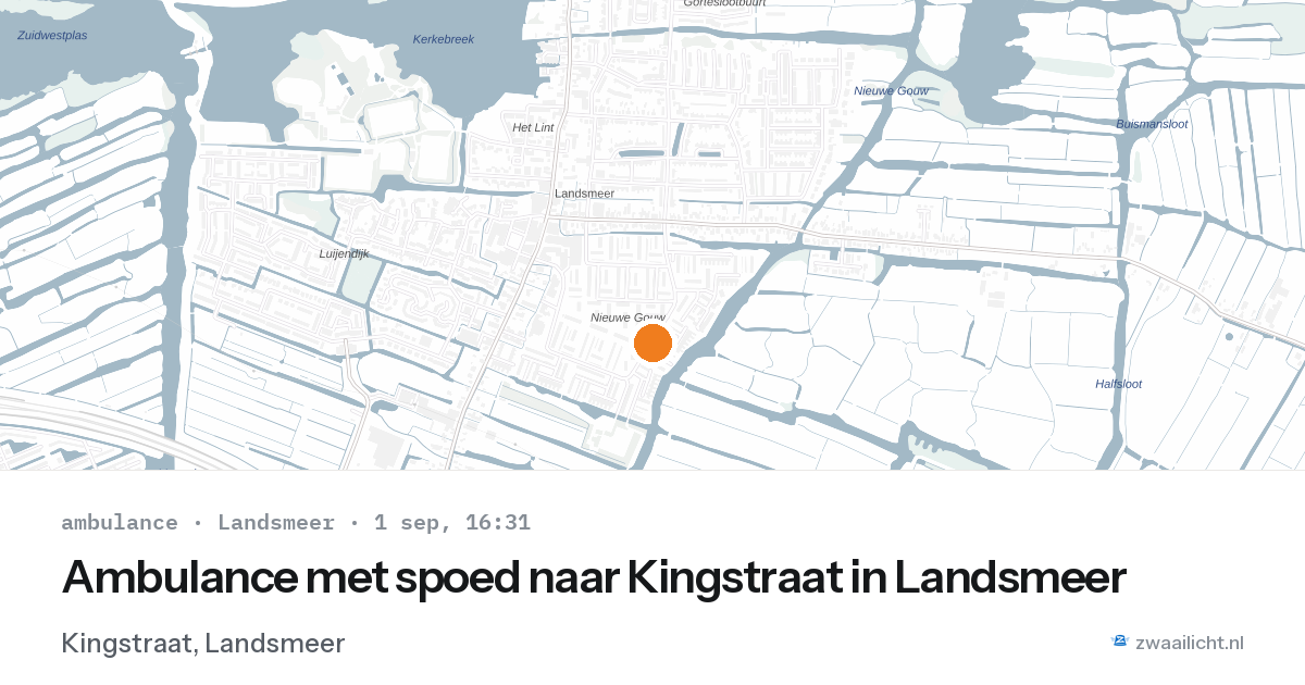 Ambulance met spoed naar Kingstraat in Landsmeer — 1 sep 2026
