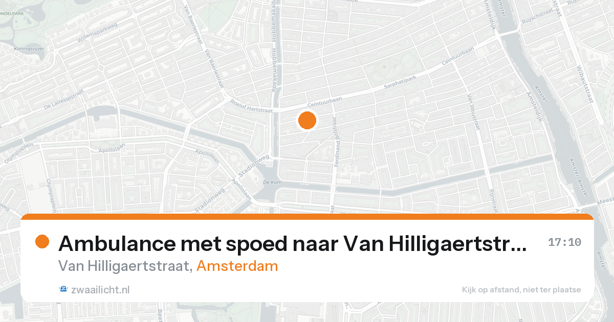 Ambulance met spoed naar Van Hilligaertstraat in Amsterdam — 15 aug 2026