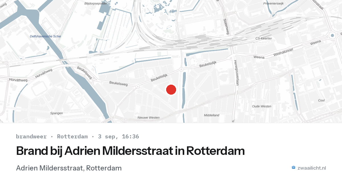 Brand bij Adrien Mildersstraat in Rotterdam — 3 sep 2026
