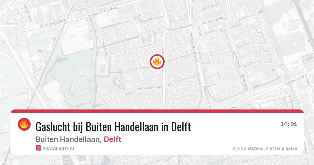 Gaslucht bij Buiten Handellaan in Delft — 2 aug 2026