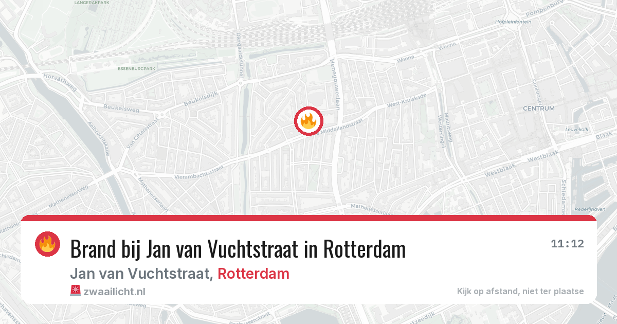 Brand bij Jan van Vuchtstraat in Rotterdam — 6 aug 2026