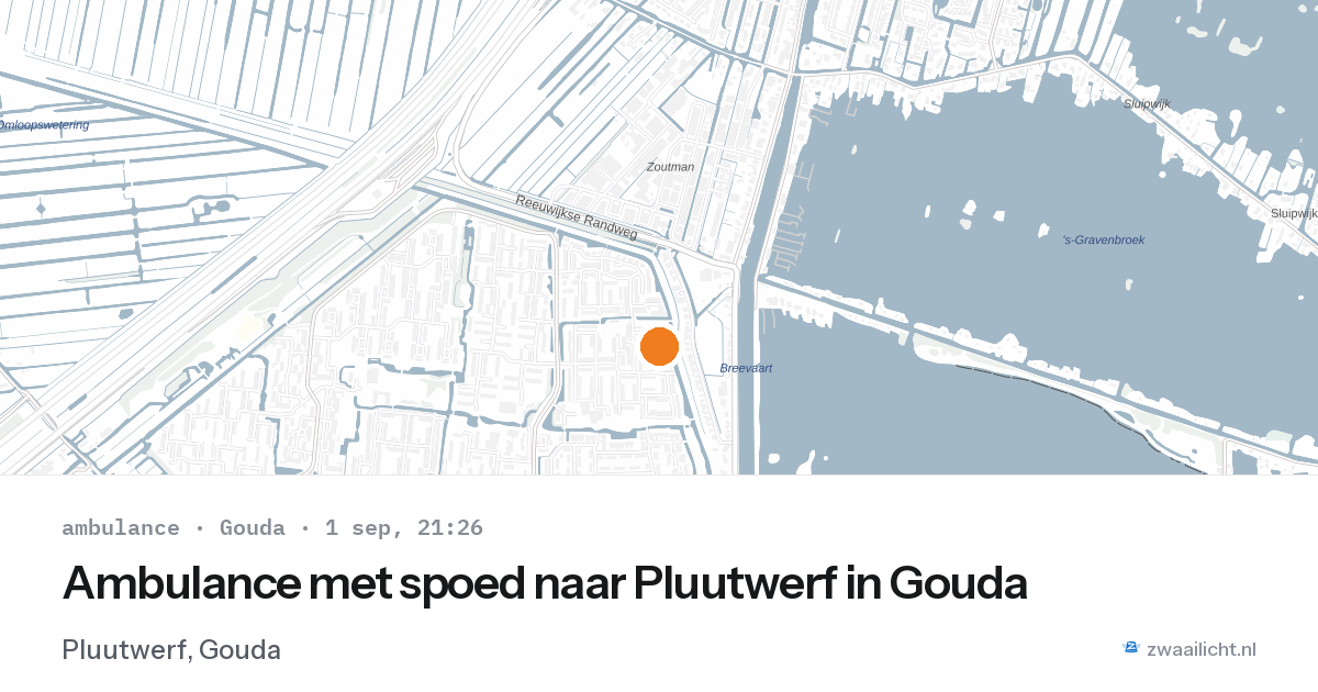 Ambulance met spoed naar Pluutwerf in Gouda — 1 sep 2026