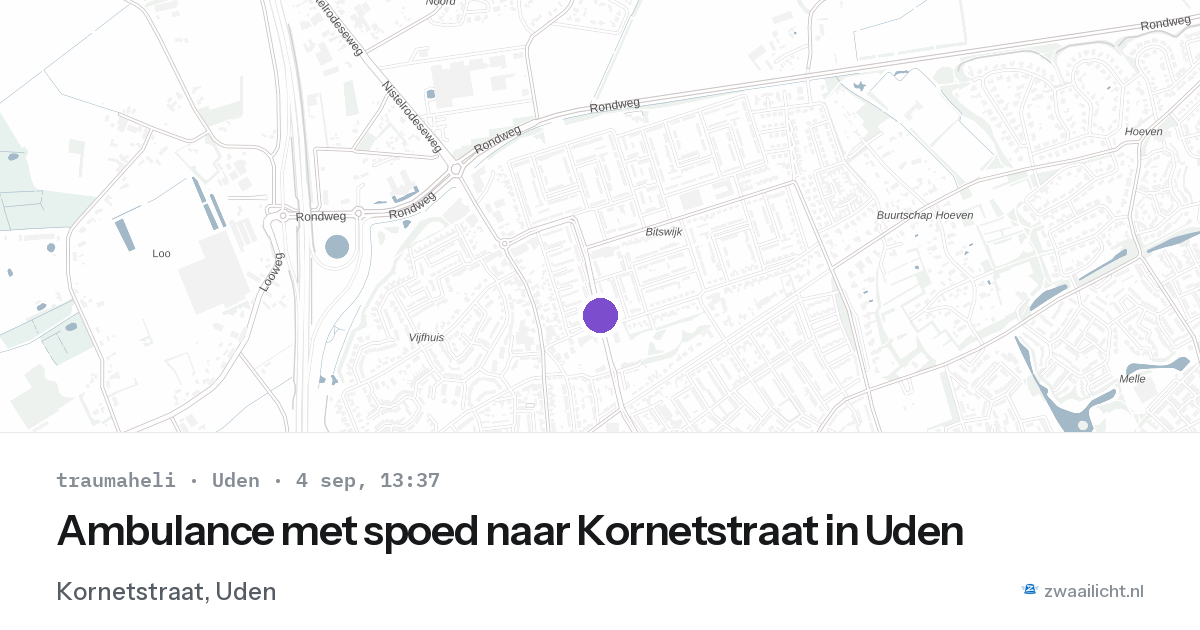 Ambulance met spoed naar Kornetstraat in Uden — 4 sep 2026
