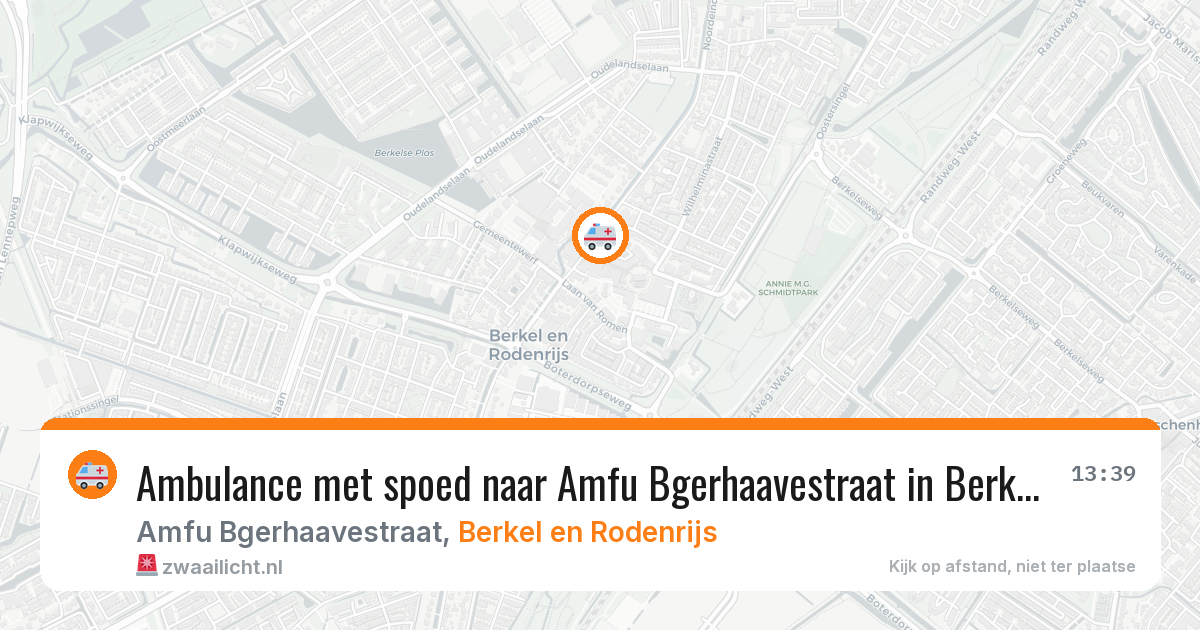 Ambulance met spoed naar Amfu Bgerhaavestraat in Berkel en Rodenrijs — 7 jul 2026