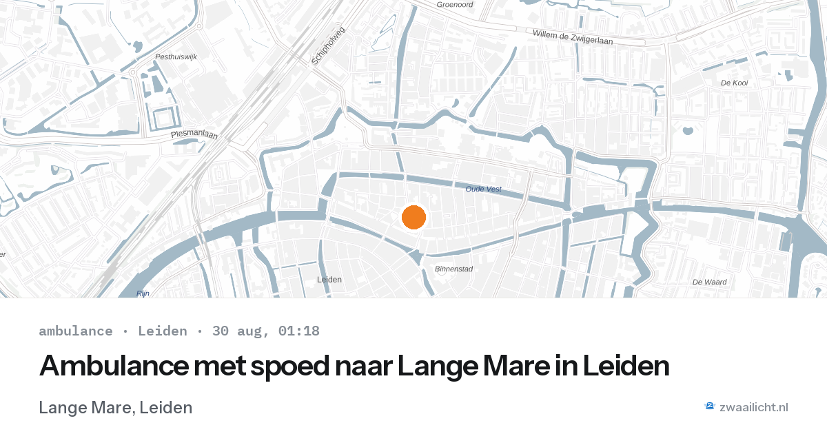 Ambulance met spoed naar Lange Mare in Leiden — 29 aug 2026