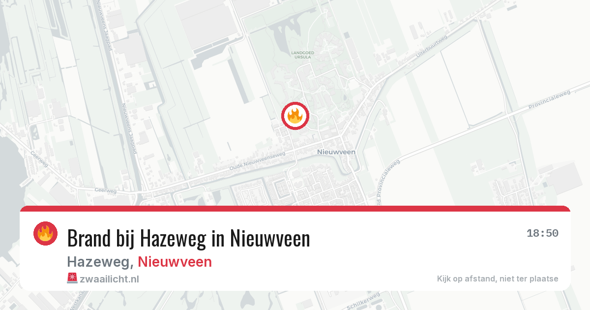 Brand bij Hazeweg in Nieuwveen — 30 jul 2026