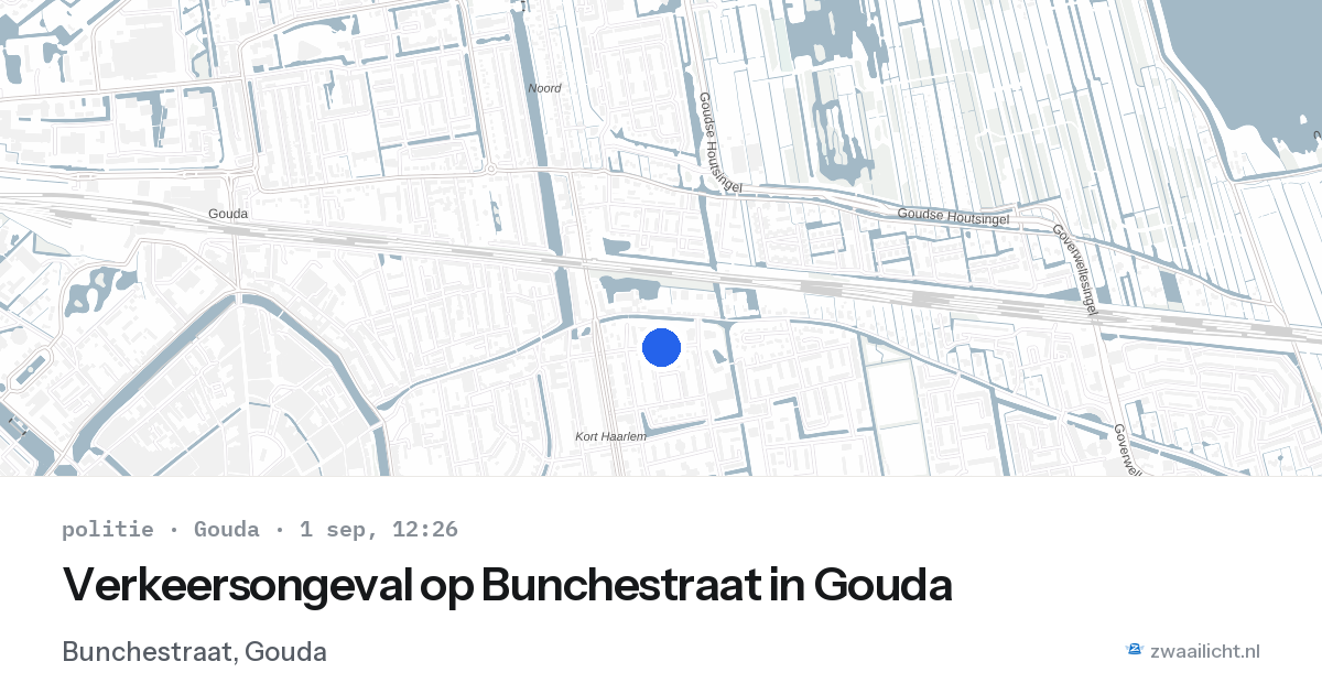 Verkeersongeval op Bunchestraat in Gouda — 1 sep 2026