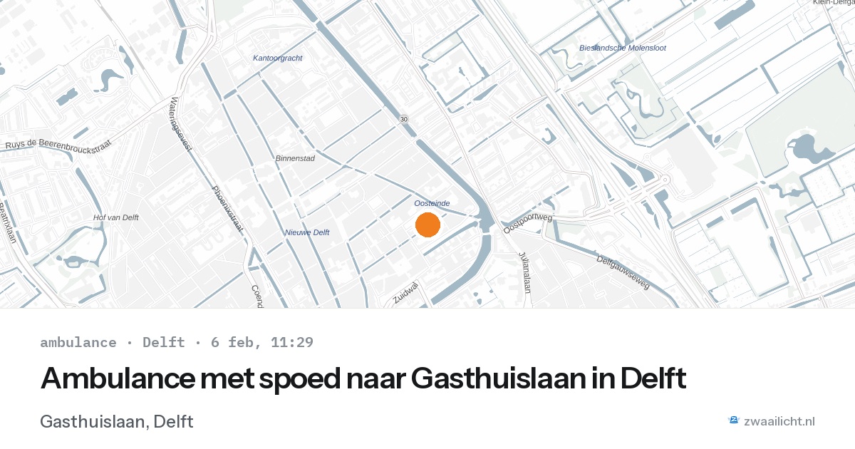 Ambulance met spoed naar Gasthuislaan in Delft — 6 feb 2026
