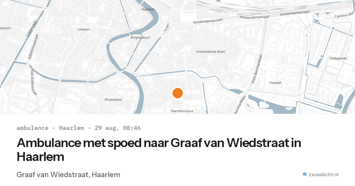 Ambulance met spoed naar Graaf van Wiedstraat in Haarlem — 29 aug 2026