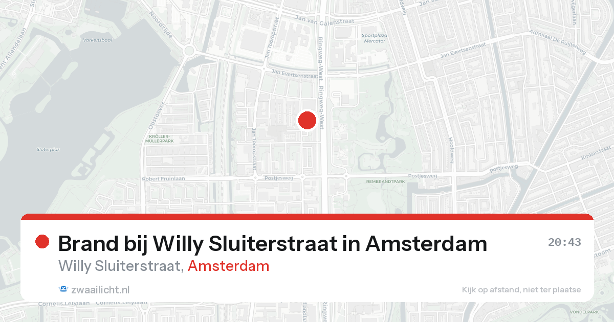 Brand bij Willy Sluiterstraat in Amsterdam — 17 aug 2026