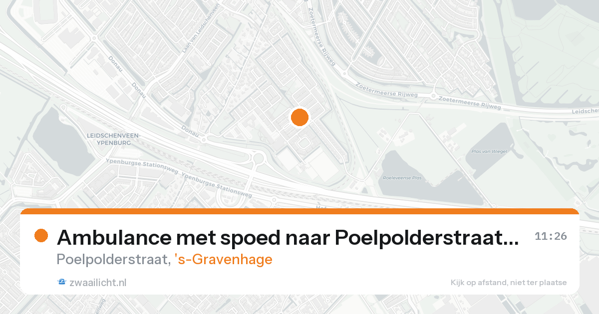 Ambulance met spoed naar Poelpolderstraat in 's-Gravenhage — 16 aug 2026