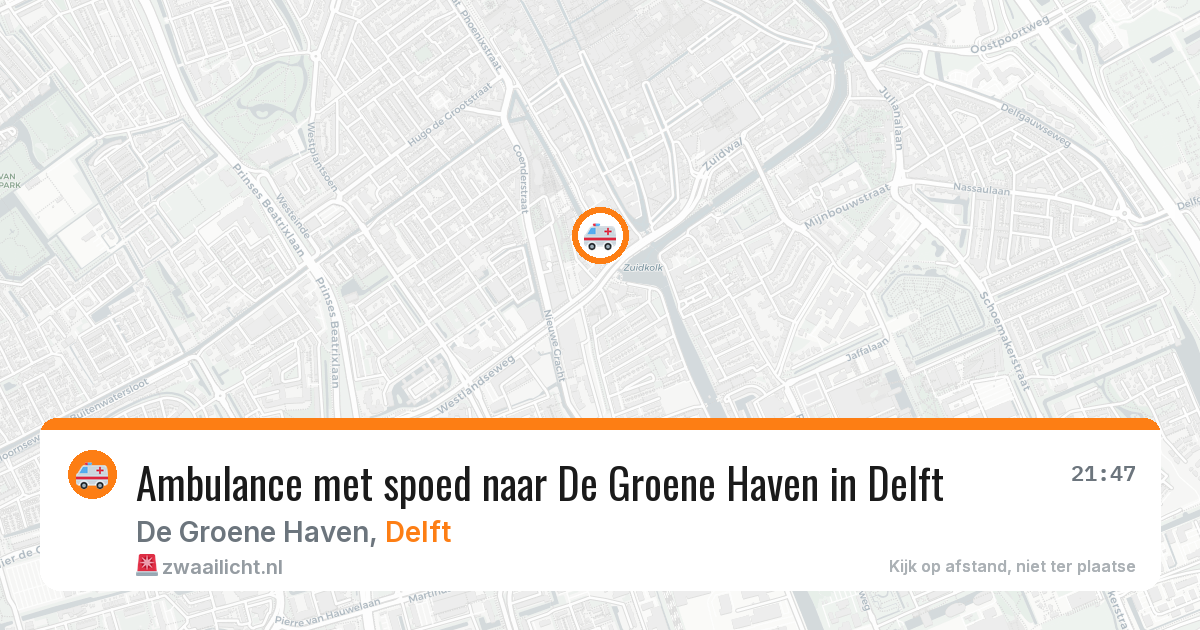 Ambulance met spoed naar De Groene Haven in Delft — 29 jul 2026