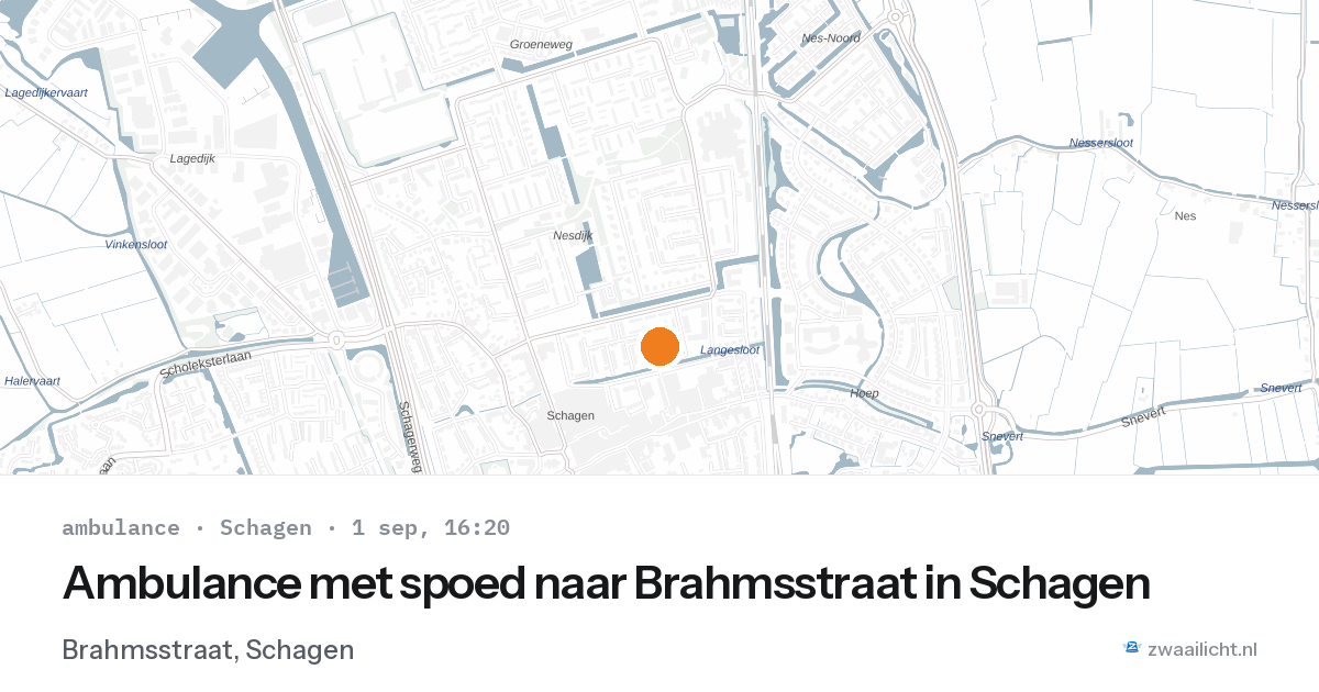 Ambulance met spoed naar Brahmsstraat in Schagen — 1 sep 2026