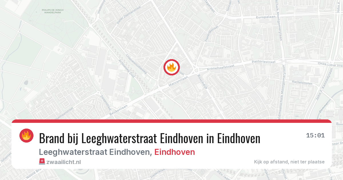Brand bij Leeghwaterstraat Eindhoven in Eindhoven — 14 aug 2026