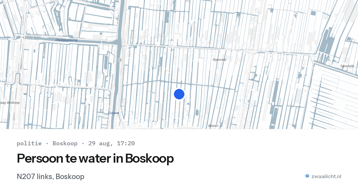 Persoon te water in Boskoop — 29 aug 2026