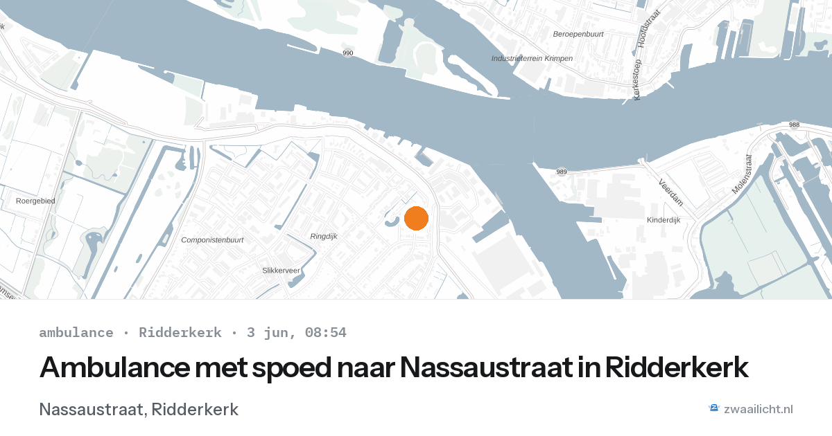 Ambulance met spoed naar Nassaustraat in Ridderkerk — 3 jun 2026