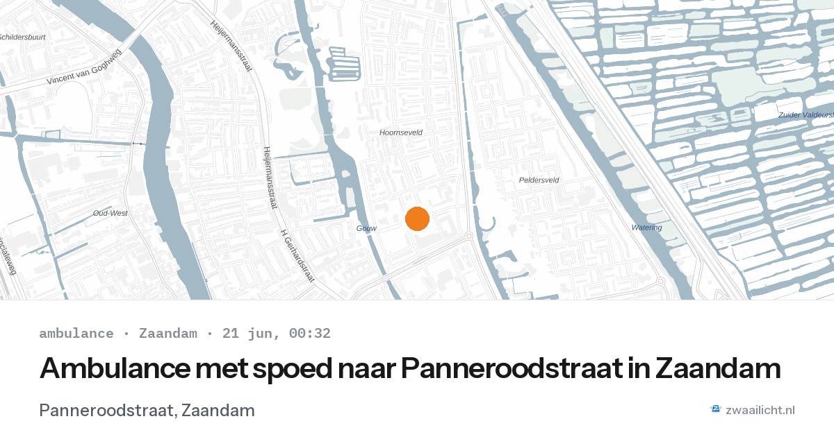 Ambulance met spoed naar Panneroodstraat in Zaandam — 20 jun 2026