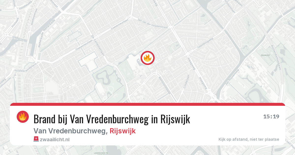 Brand bij Van Vredenburchweg in Rijswijk — 21 mei 2026