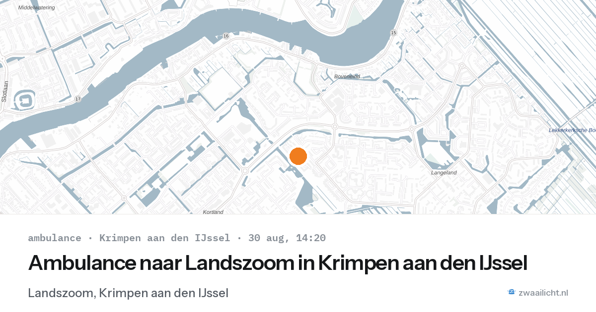Ambulance naar Landszoom in Krimpen aan den IJssel — 30 aug 2026