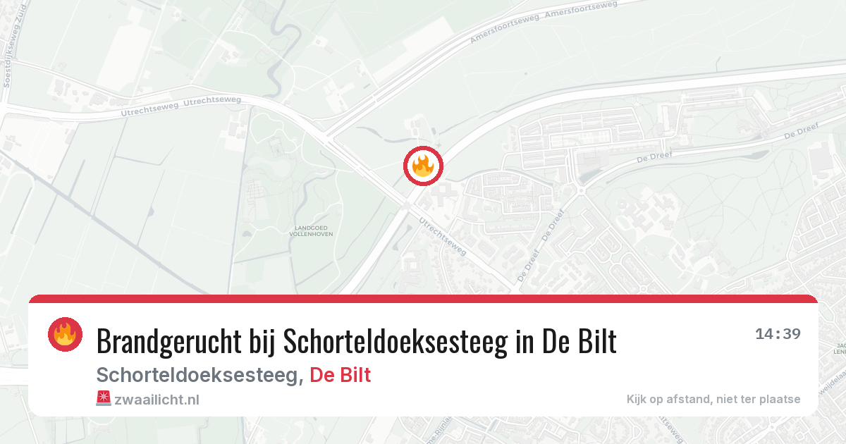 Brandgerucht bij Schorteldoeksesteeg in De Bilt — 8 mei 2026
