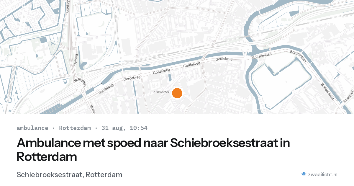 Ambulance met spoed naar Schiebroeksestraat in Rotterdam — 31 aug 2026