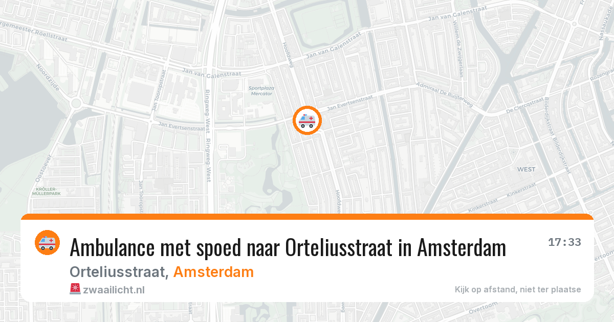 Ambulance met spoed naar Orteliusstraat in Amsterdam — 15 jul 2026