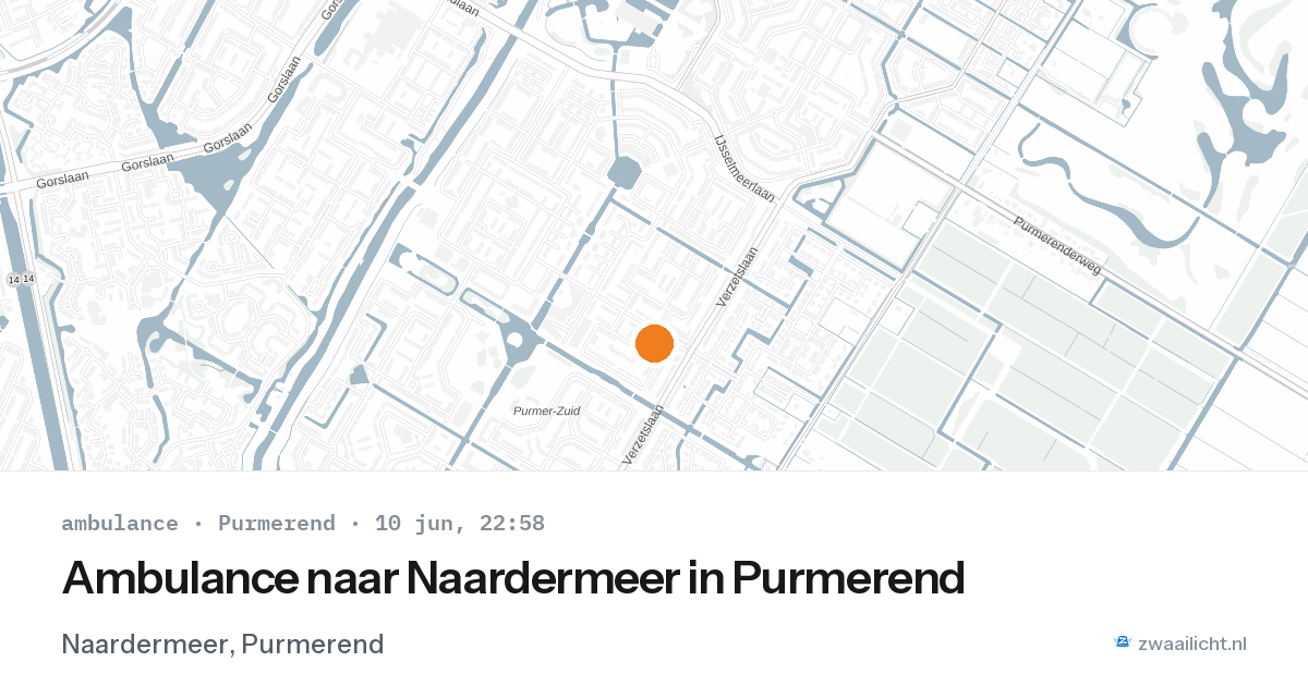 Ambulance naar Naardermeer in Purmerend — 10 jun 2026
