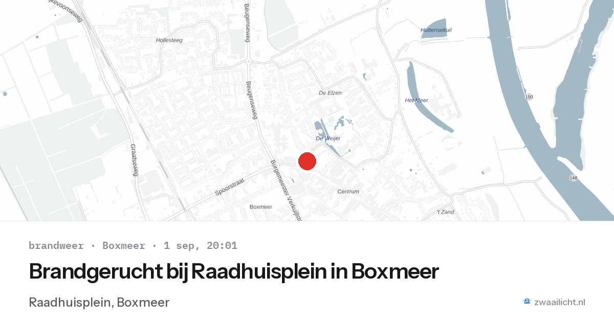 Brandgerucht bij Raadhuisplein in Boxmeer — 1 sep 2026