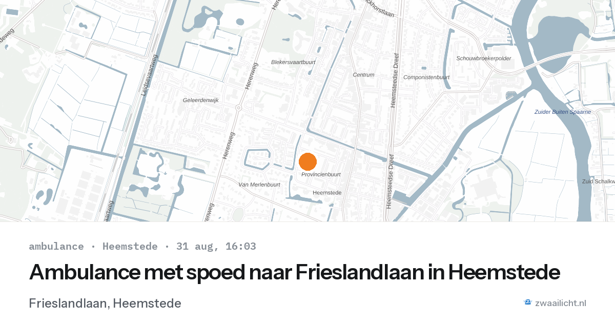 Ambulance met spoed naar Frieslandlaan in Heemstede — 31 aug 2026