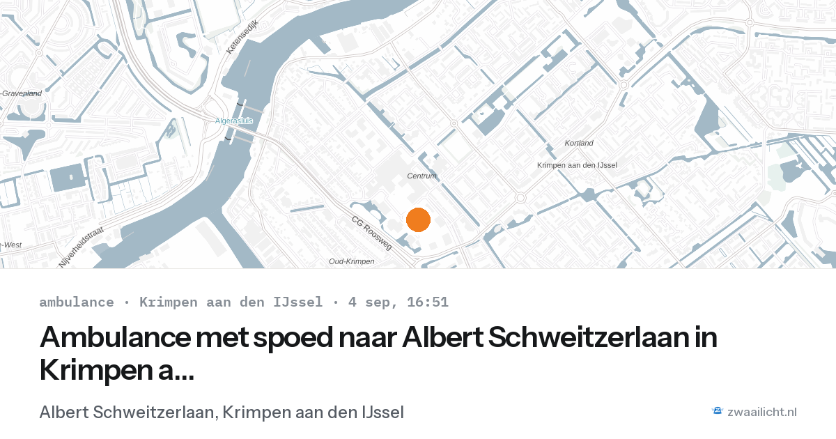 Ambulance met spoed naar Albert Schweitzerlaan in Krimpen aan den IJssel — 4 sep 2026