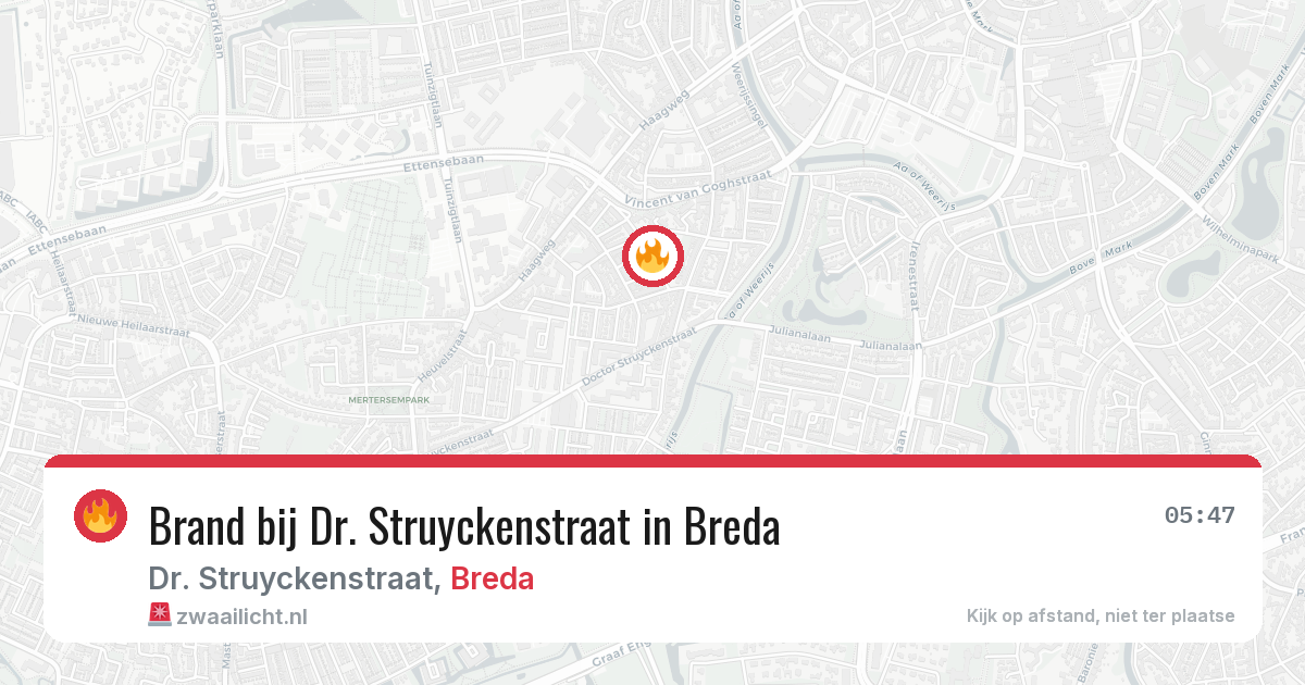 Brand bij Dr. Struyckenstraat in Breda — 8 aug 2026