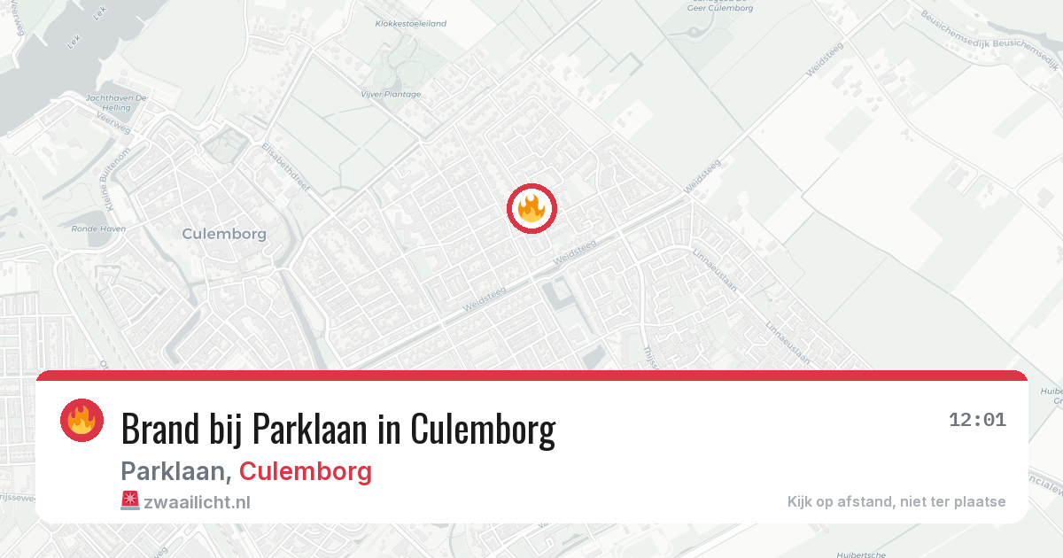 Brand bij Parklaan in Culemborg — 28 jun 2026