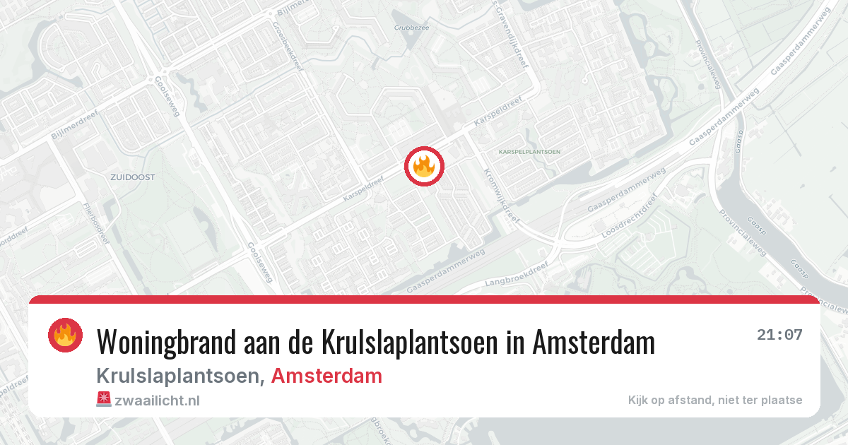 Woningbrand aan de Krulslaplantsoen in Amsterdam — 6 jun 2026