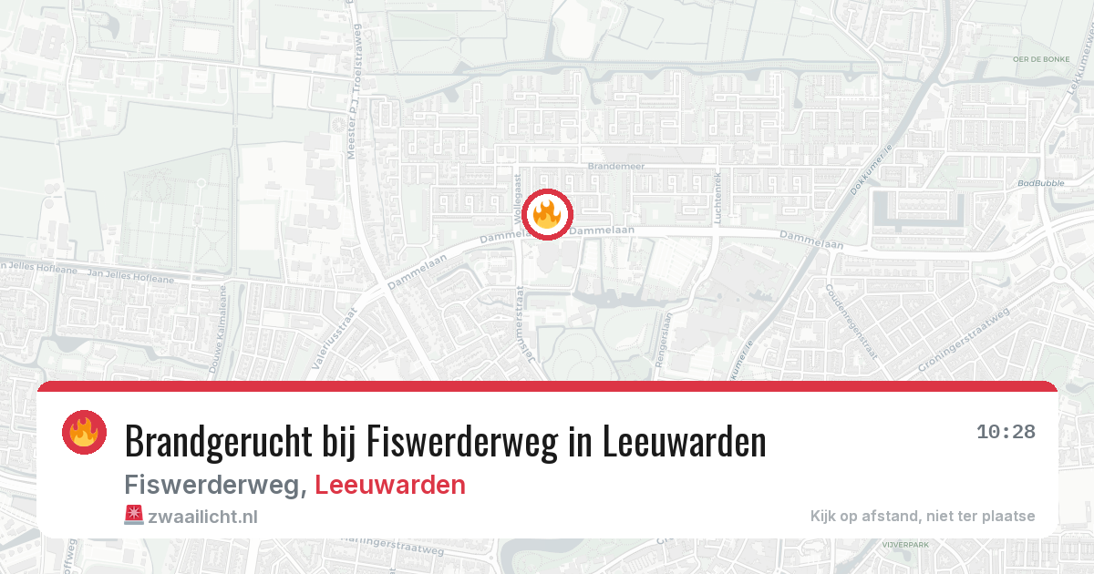 Brandgerucht bij Fiswerderweg in Leeuwarden — 21 jul 2026