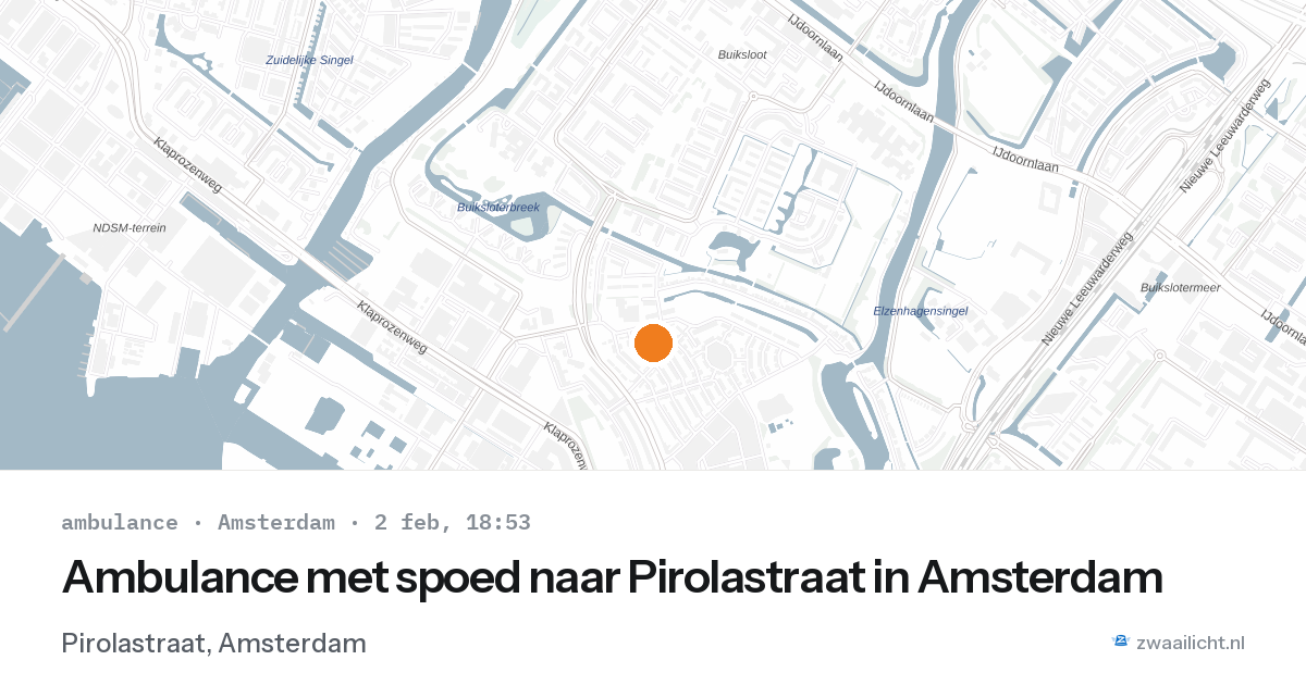 Ambulance met spoed naar Pirolastraat in Amsterdam — 2 feb 2026