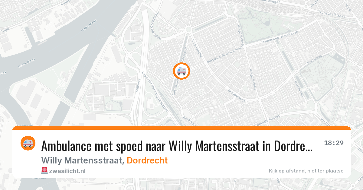 Ambulance met spoed naar Willy Martensstraat in Dordrecht — 10 jun 2026