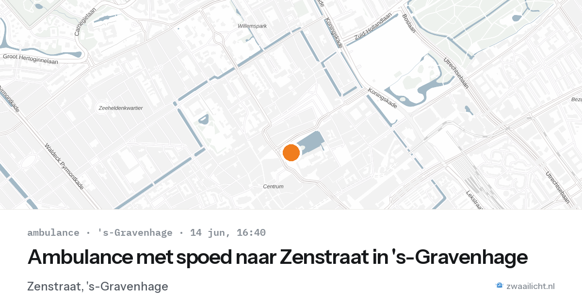 Ambulance met spoed naar Zenstraat in 's-Gravenhage — 14 jun 2026