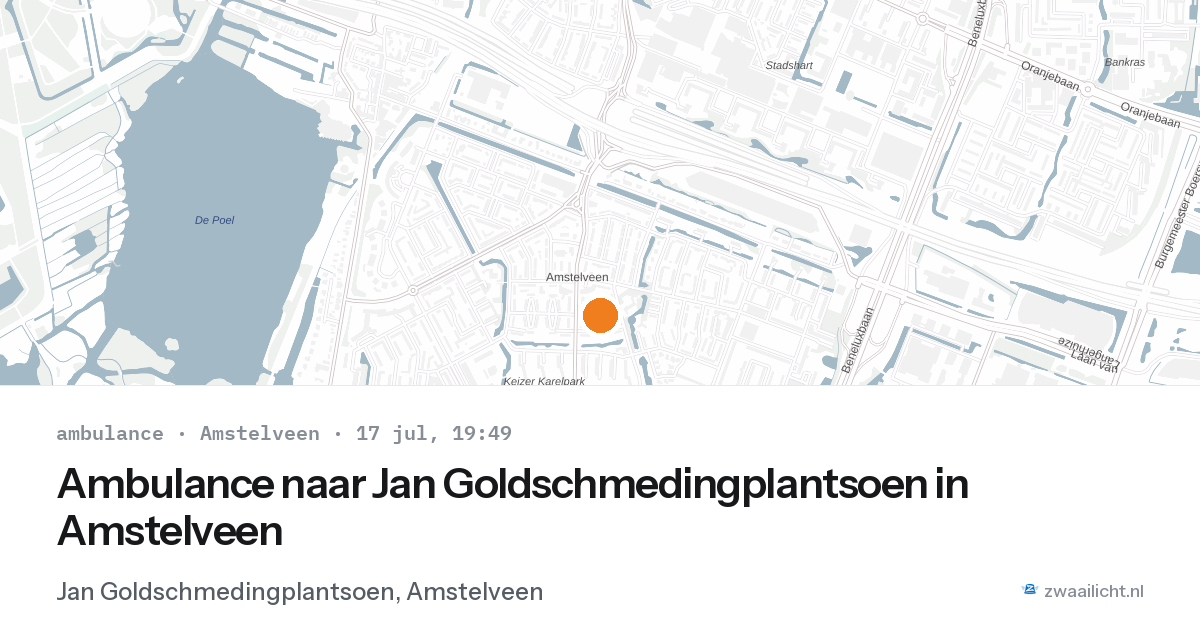 Ambulance naar Jan Goldschmedingplantsoen in Amstelveen — 17 jul 2026