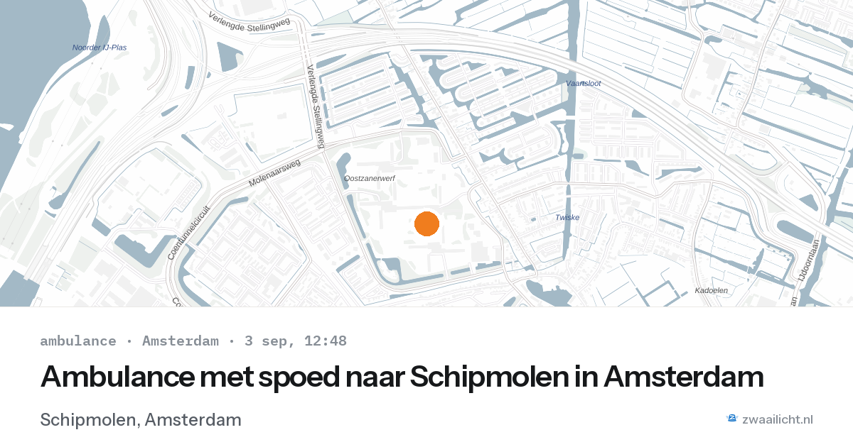 Ambulance met spoed naar Schipmolen in Amsterdam — 3 sep 2026