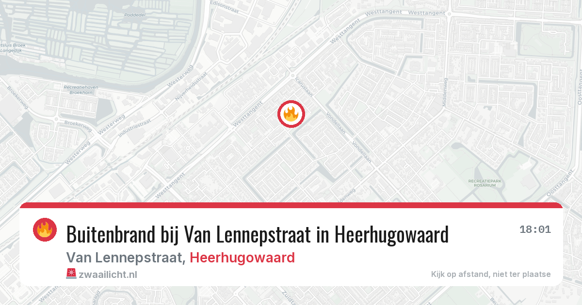 Buitenbrand bij Van Lennepstraat in Heerhugowaard — 6 aug 2026
