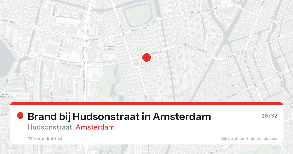 Brand bij Hudsonstraat in Amsterdam — 29 mei 2026
