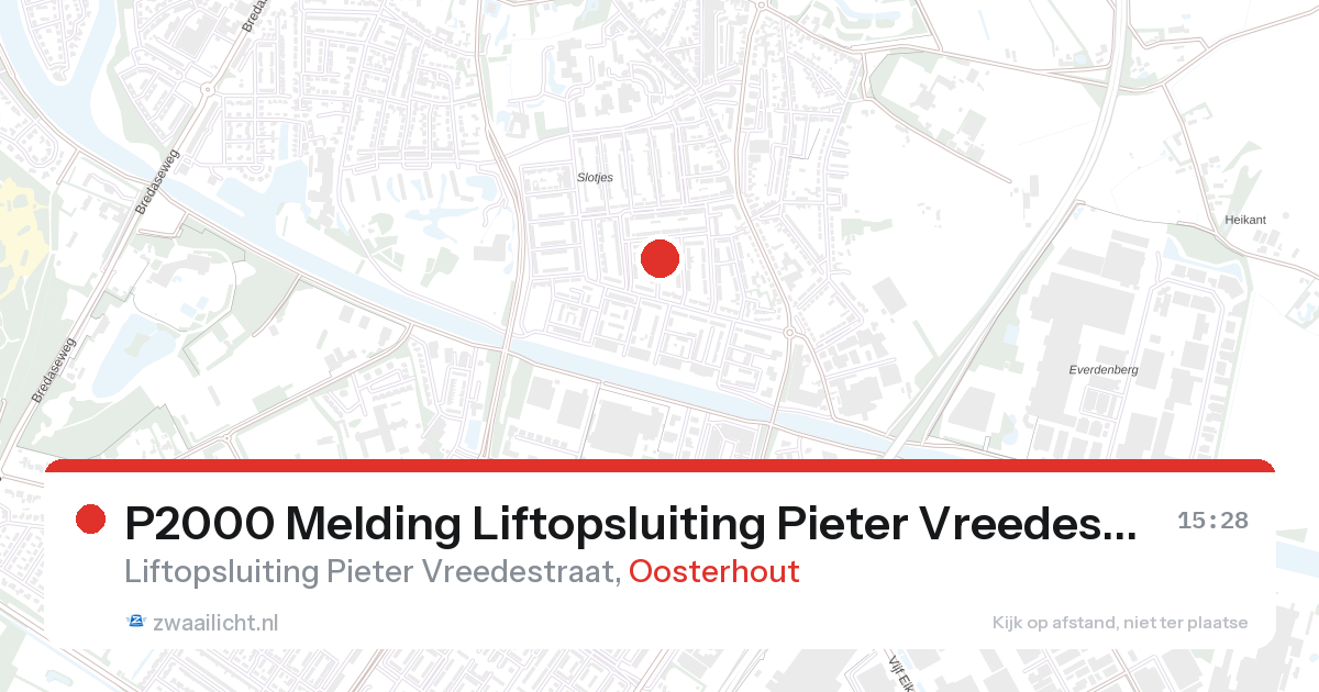 P2000 Melding Liftopsluiting Pieter Vreedestraat, Oosterhout — 6 feb 2026